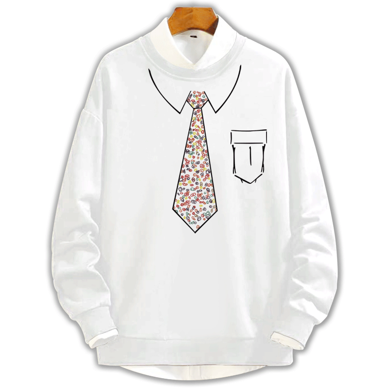 赌侠赌圣周星星同款个性彩色领带学生百搭宽松套头衫秋冬圆领卫衣